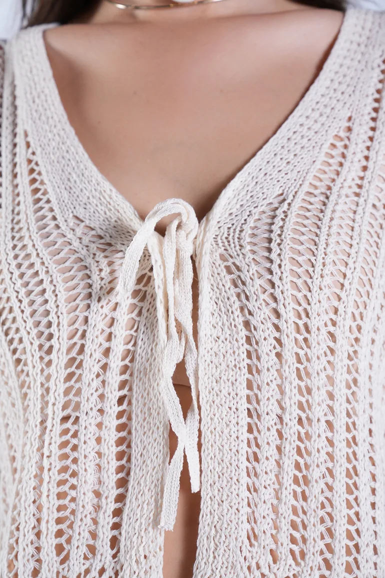 Vanilla Openwork Lacing Detailed Spanish Sleeve Knitwear Cardigan - 6