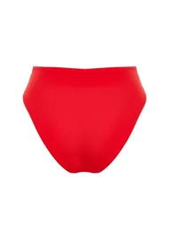 Red Belt Accessory High Waist High Leg Bikini Bottom - 5