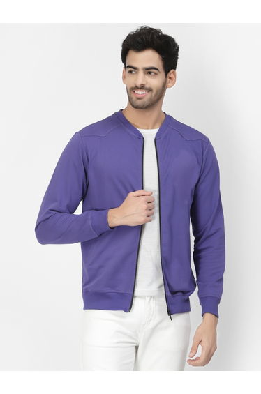 Men Purple Regular Fit Zip-Up Jacket