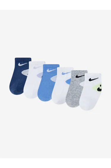 Nike Baby 6 Pack Smiley Ankle Socks Set in Navy