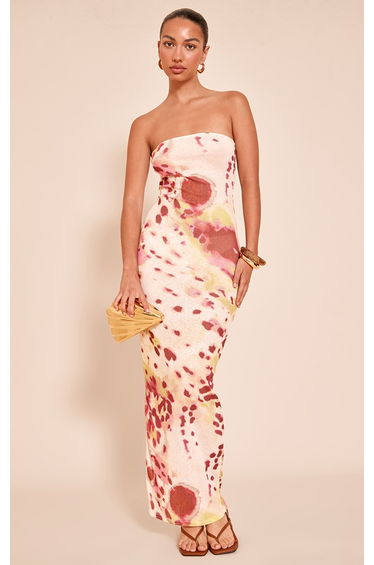 Multi Onion Skin Bandeau Print Maxi Dress