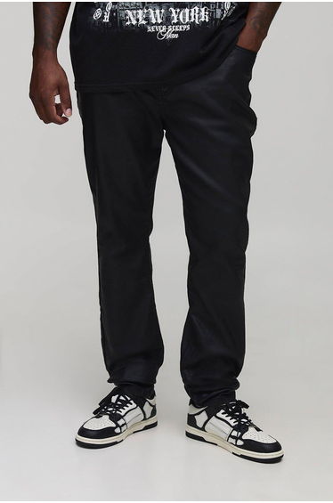 Plus Coated Stacked Skinny Jeans - black