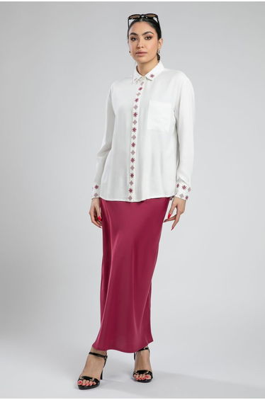 Satin Maxi Flared Skirt