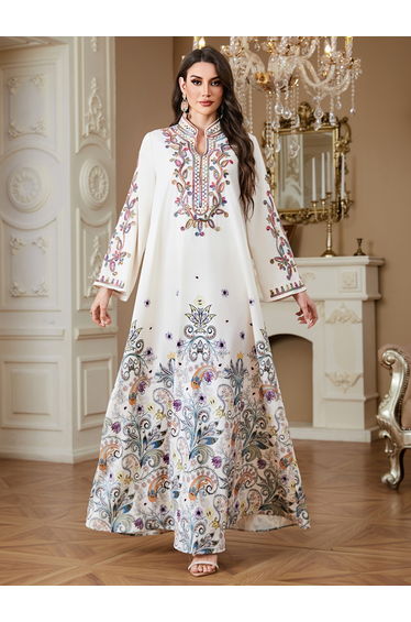 Women Floral Printed Embellished Jalabiya