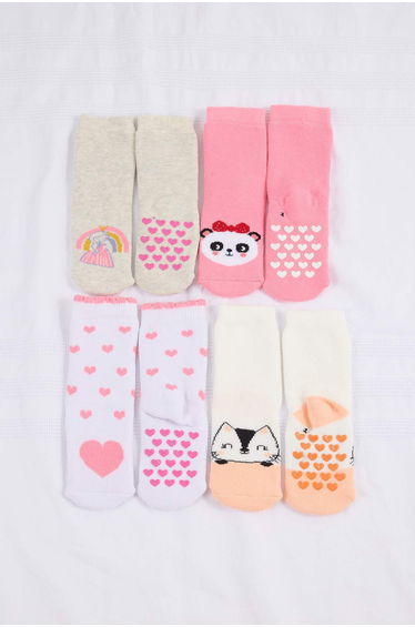 Multicolored 4-Piece Girls' Socks