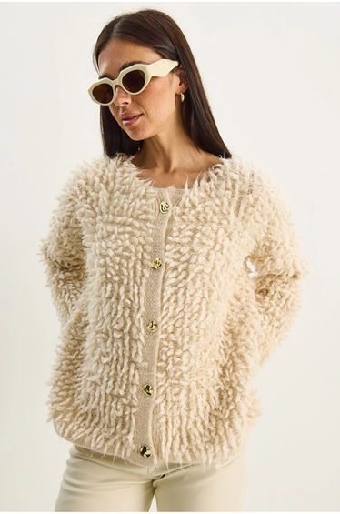 LUCCI Textured Button-Up Cardigan product thumbnail 4