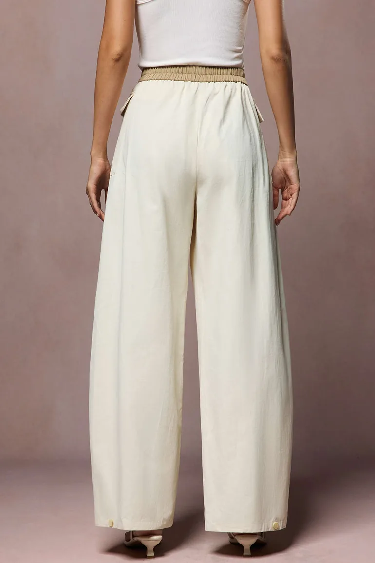 Asymmetrical Button Wide Leg Trousers - 8