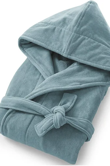 Hooded 100% Cotton Velour Bathrobe
