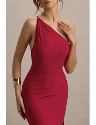 Dressing Up | Red One Shoulder Maxi Dress With Open Back Detail - 2