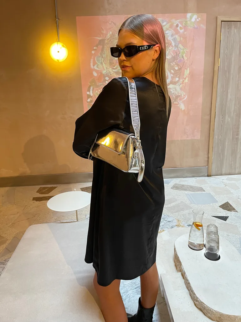 Shop Glamorous Curve Black Satin Long Sleeve Mini Dress Online in Oman Shop Glamorous Curve Black Satin Long Sleeve Mini Dress Online in Oman