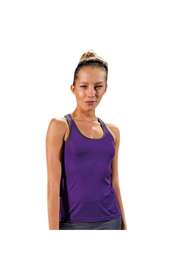 Tri Dri Womens/Ladies Panelled Fitness Sleeveless Vest - Purple /Charcoal