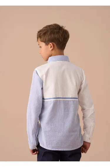 Hank Blue Textured Stripe Block Shirt