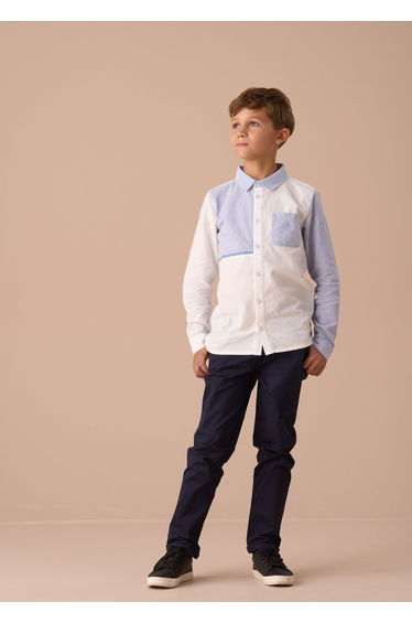 Hank Blue Textured Stripe Block Shirt