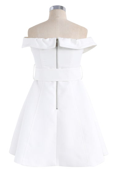 Asymmetric Beauty Off-Shoulder Dress in White product thumbnail 3