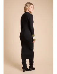 Polo Collar Knitted Midi Dress With Tipped Cuff Detailing - 2