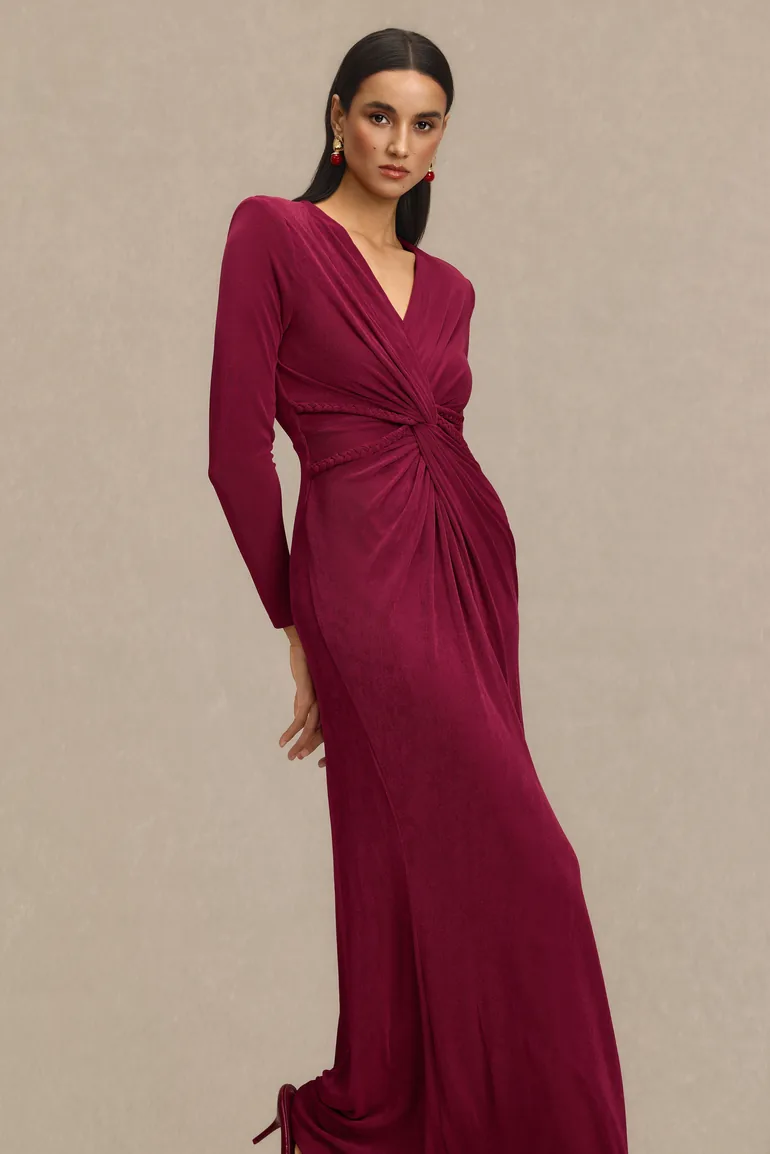 Solid Decorative Rope Knotted Maxi Dress - 2