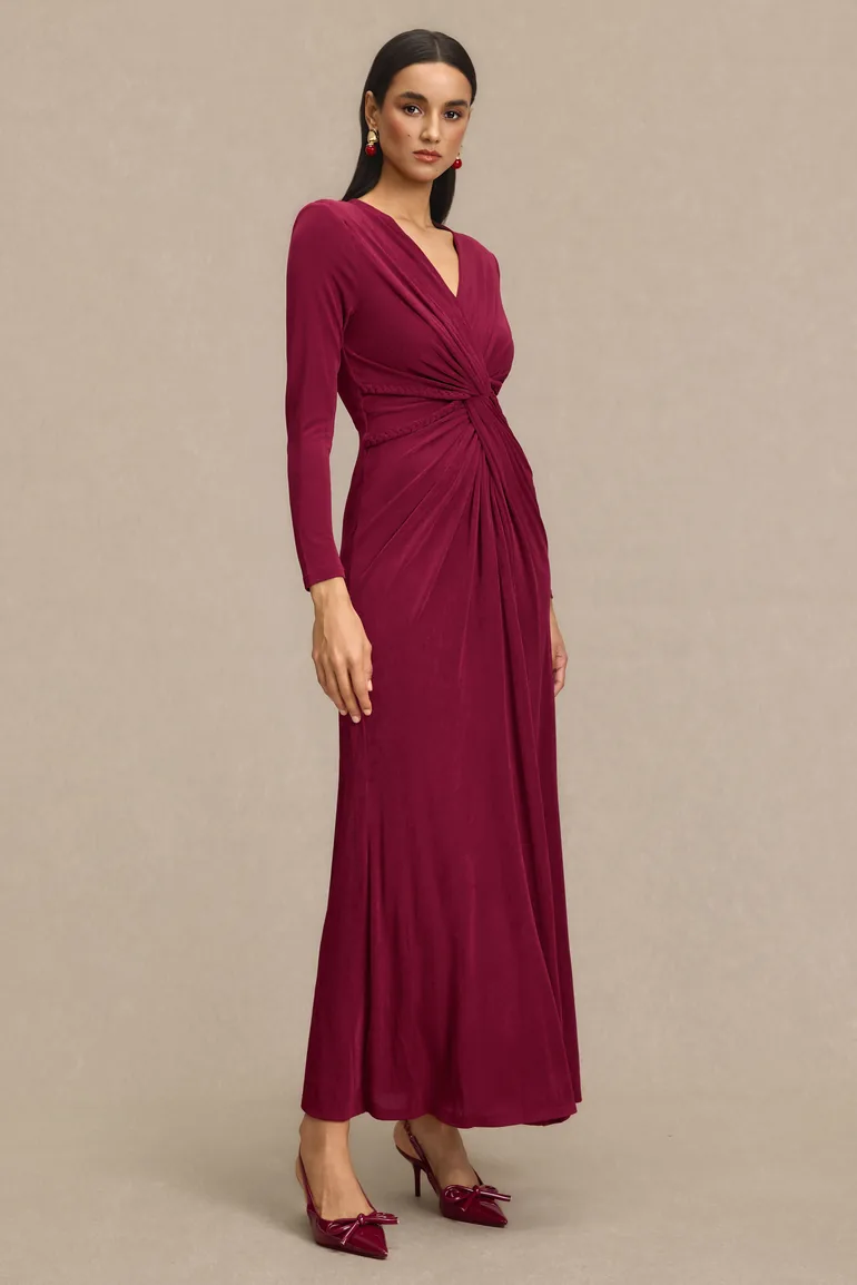 Solid Decorative Rope Knotted Maxi Dress - 5