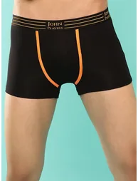 Pack of 2 - Solid Trunks with Striped Waistband - 4
