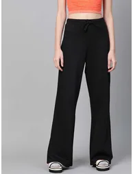 Solid Wide Leg Trousers - 1