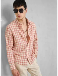 Pink Checked Relaxed Fit Shirt
