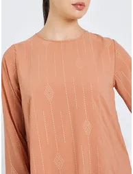 Women Peach Ruffled Hem Maxi Jalabiya - 3