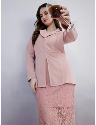 فستان ميدي بليزر دانتيل - زهري - 4