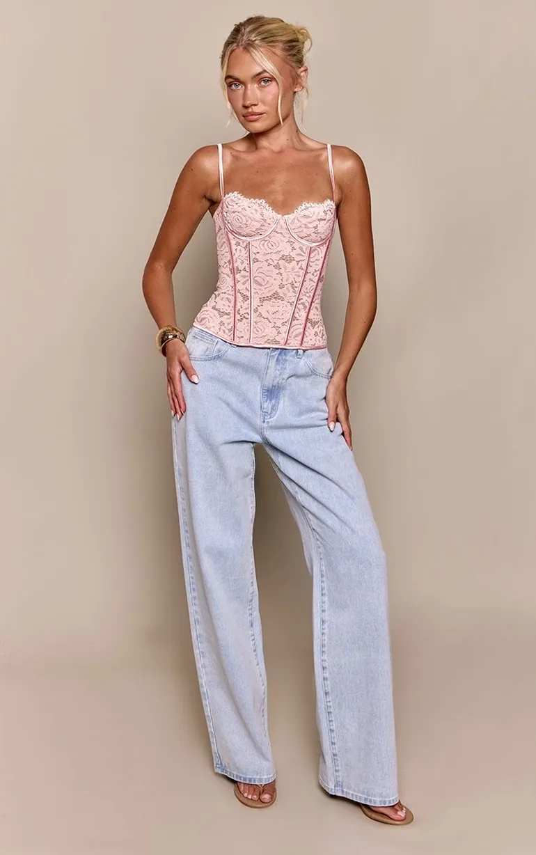 Pink Structured Lace Corset - 2