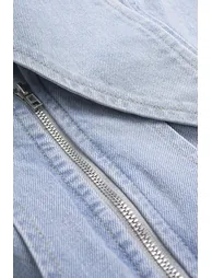 Denim V-Neck Asymmetrical Zipper Vest - 2