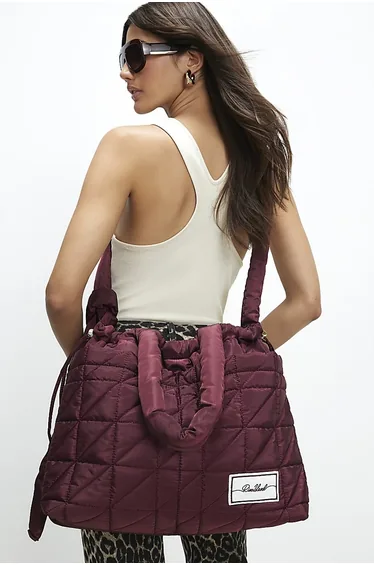 Burgundy Drawstring Travel Tote Bag