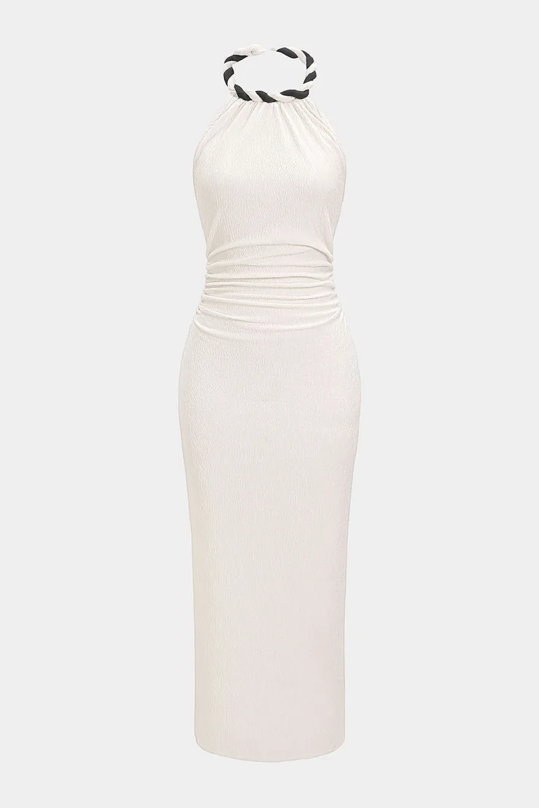 Contrast Twist Knot Backless Sleeveless Maxi Dress - 8