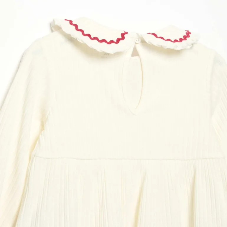Long-sleeved T-shirt with Peter Pan collar WHITE - 6