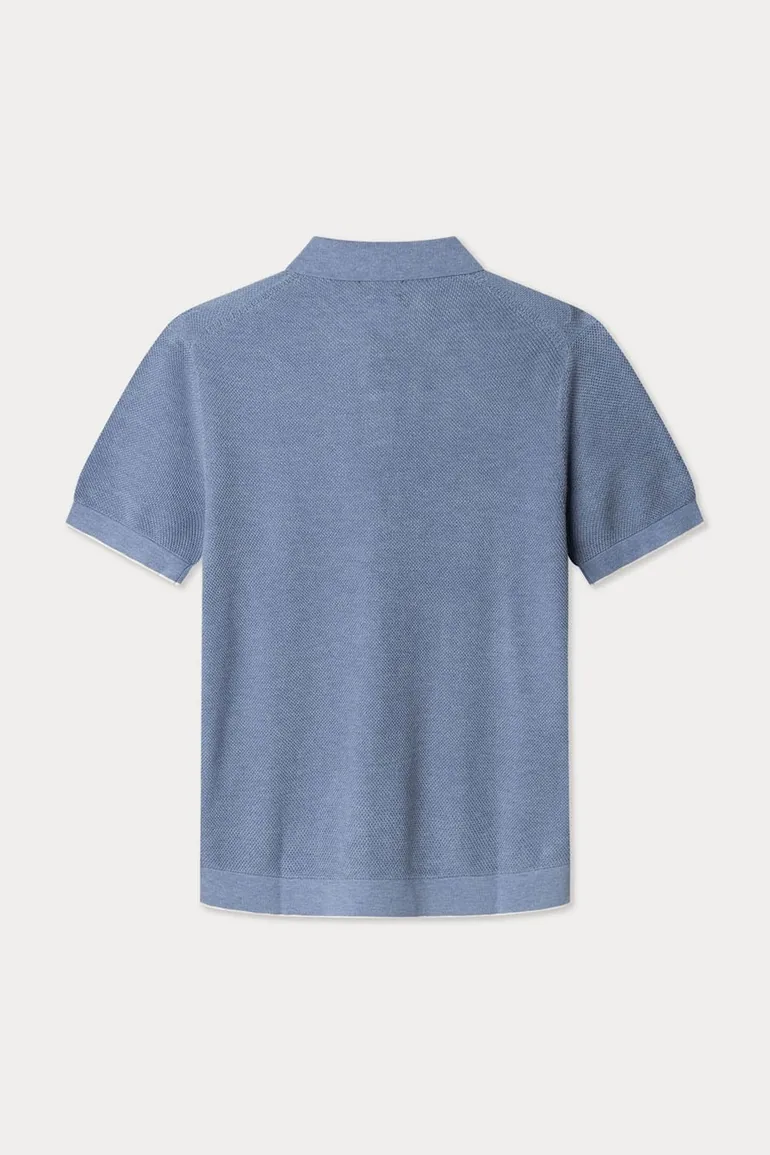 Knit Stitch Ss Polo Sky Blue - 2