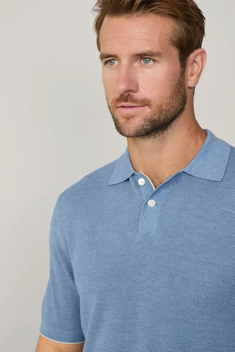 Knit Stitch Ss Polo Sky Blue - 3