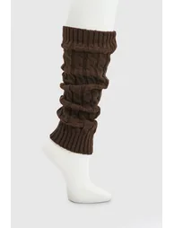 Cable Knit Leg Warmers - chocolate - 1