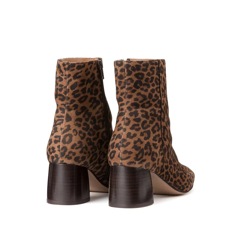 Les Signatures - Leopard Print Ankle Boots in Suede with Heel - 3