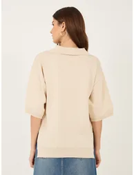 Solid Polo Neck Knit Regular Fit Top - 3