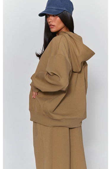 Olive Interlock Double Zip Zip Up Hoodie product thumbnail 3