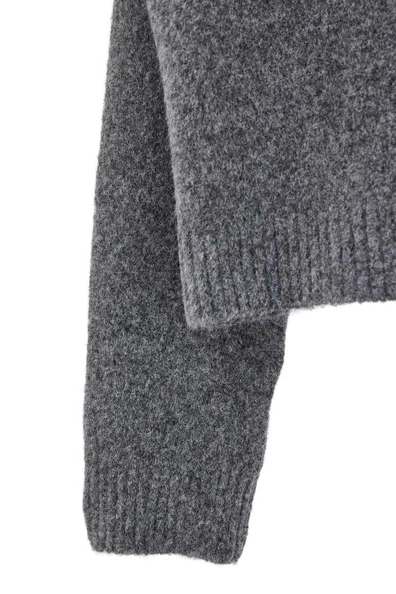 Wardrobe Essentials Dark Gray Soft Textured Special Yarn Knitwear Sweater - 2