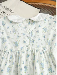 Girls Floral Print Smocked A-Line Dress - 5