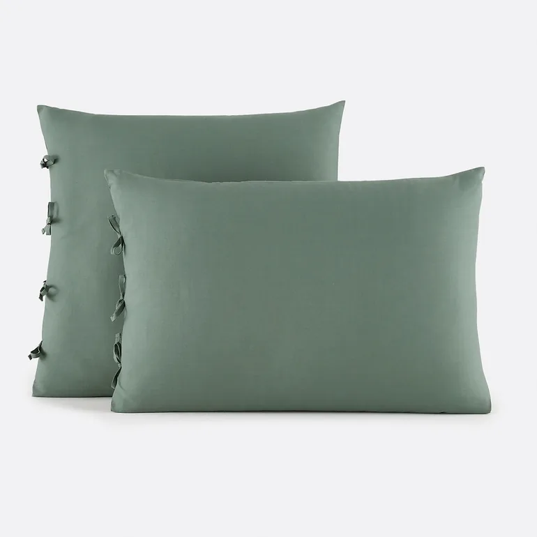 Scenario Plain Cotton Pillowcase with Tie Fastening
