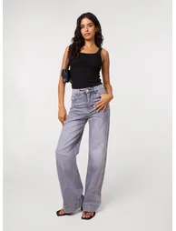Diamante Side Wide Leg Jeans