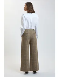 Wool Check Wide Leg Tailored Trouser - 2