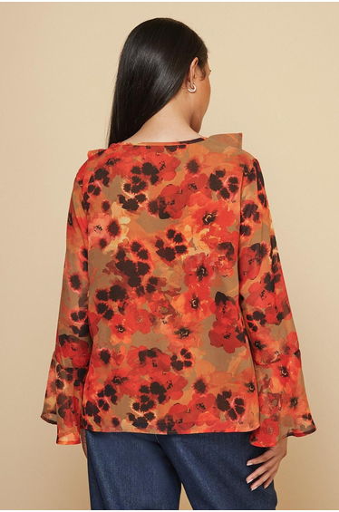 Petite Floral Print Ruffle Detail Blouse product thumbnail 4