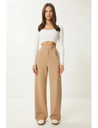 ISTANBUL High Waist Textured Palazzo Pants - 1