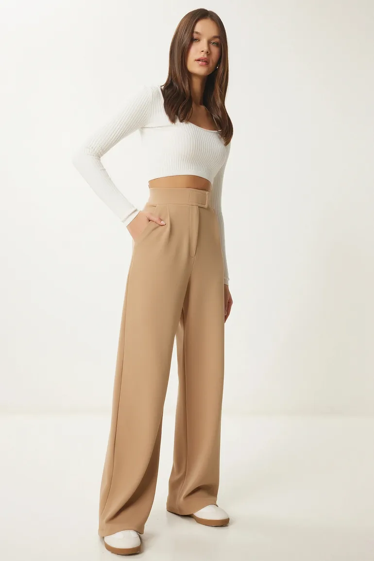 ISTANBUL High Waist Textured Palazzo Pants - 2