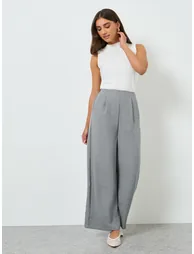 Women Grey Wide Leg Trousers