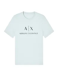 Armani Exchange Mens Lettering Logo T-Shirt - Aqua Grey