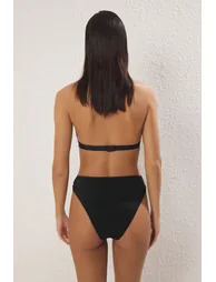 Black High Waist Regular Bikini Bottom - 2