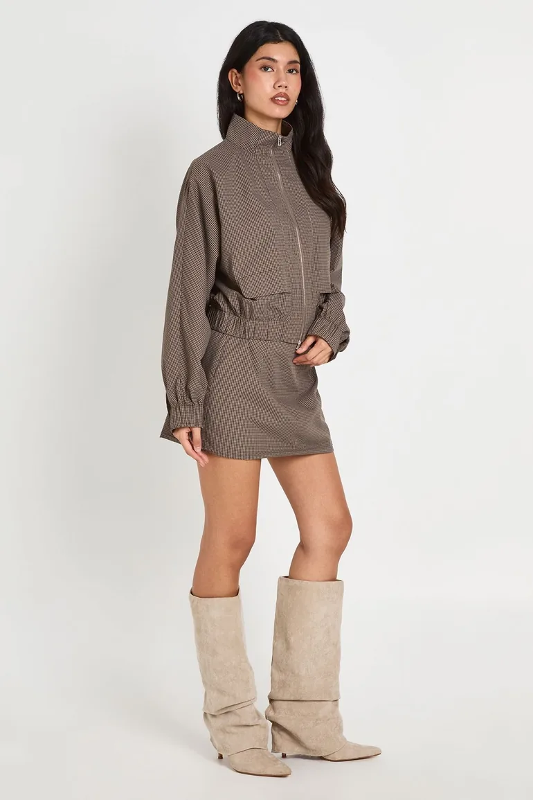 Check Mini Skirt - chocolate - 1