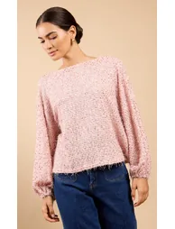 Mireille Dusty Pink Sequin Eyelash Jumper - 2